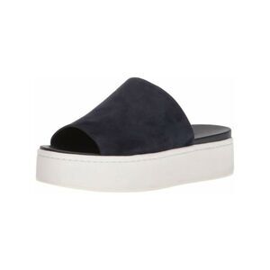 VINCE. Womens Navy Walford Round Toe Platform Slip On Leather Slide Sandals 9.5